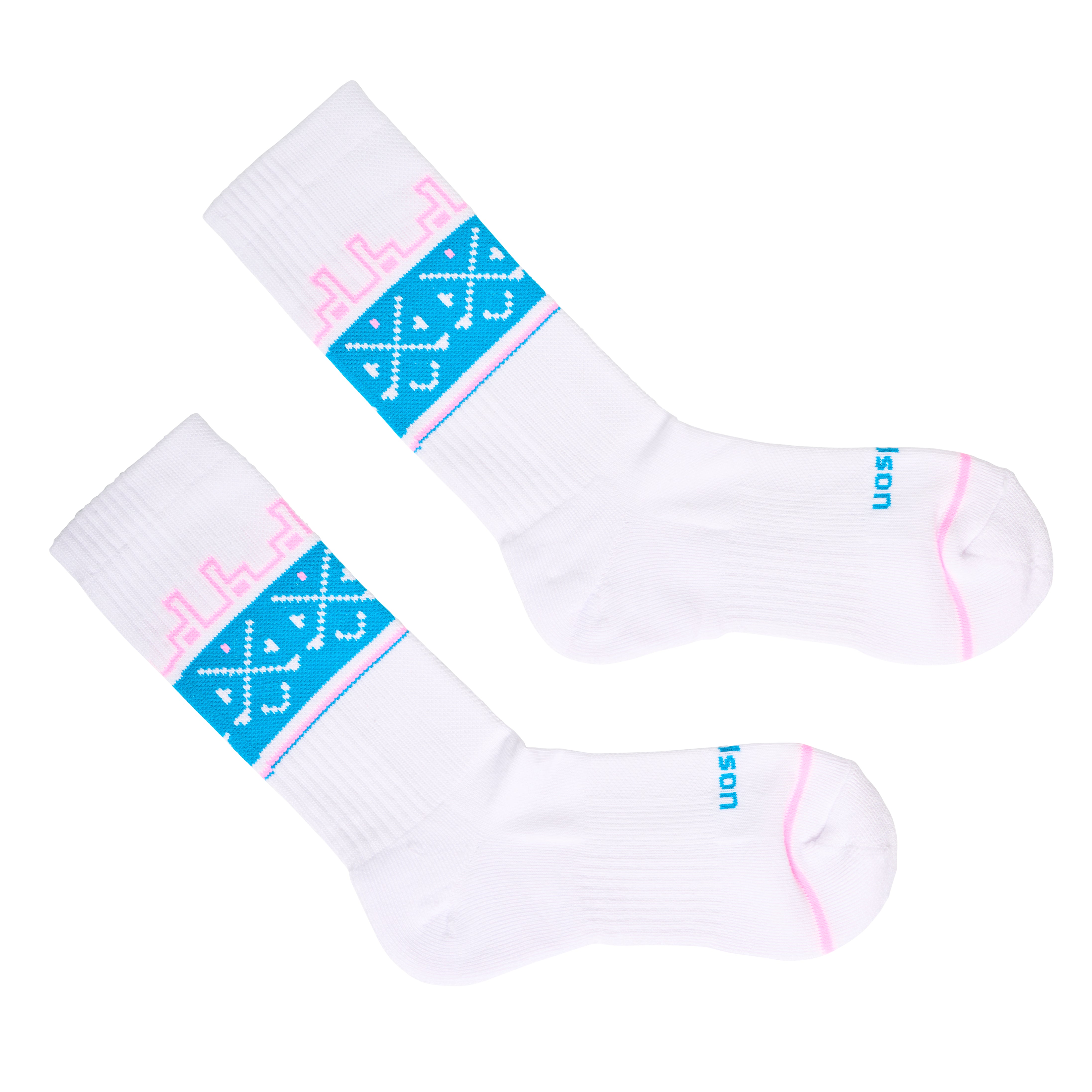 Tribal Print Socks (White/Pink/Blue)
