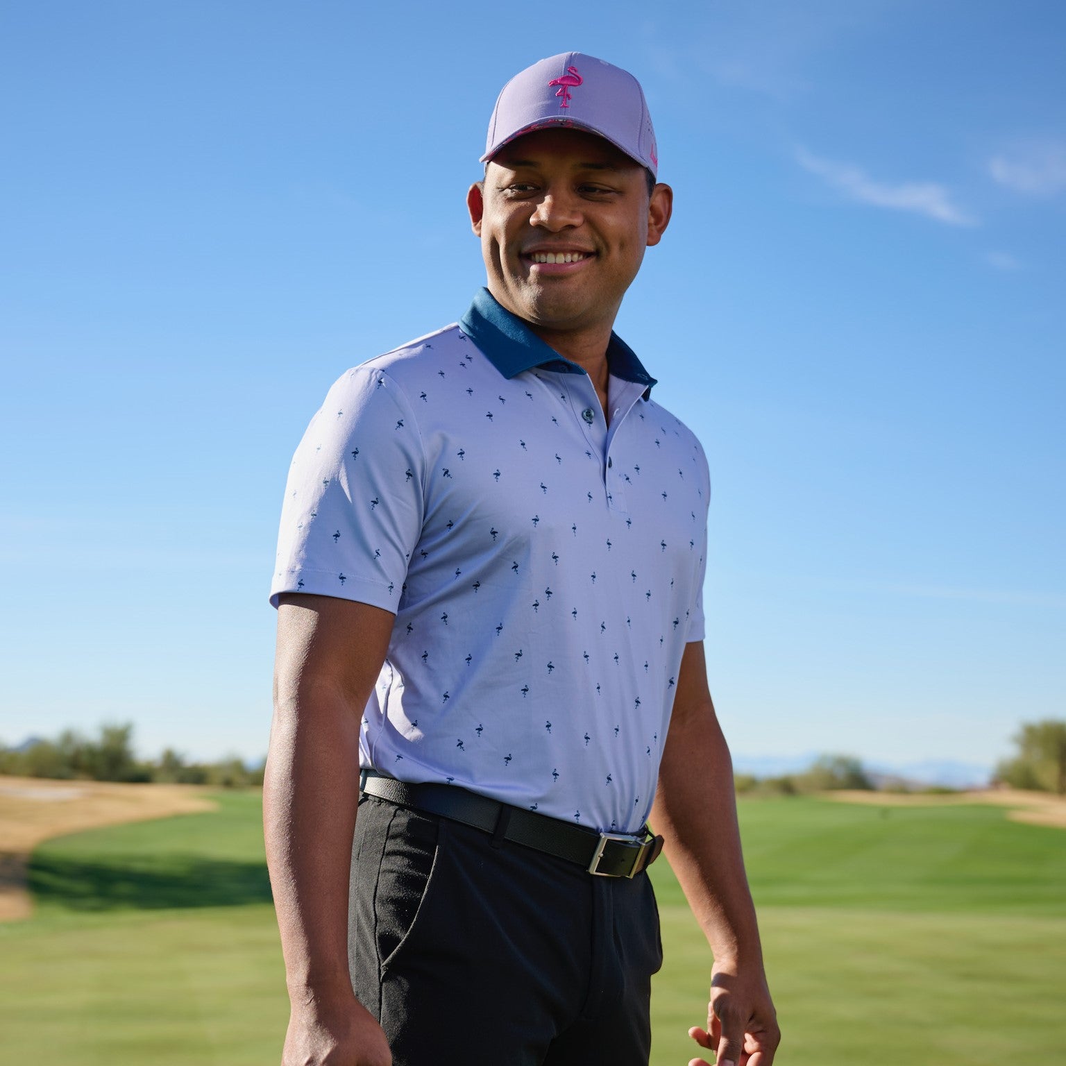 Flamingo Polo (Lavender/Navy)