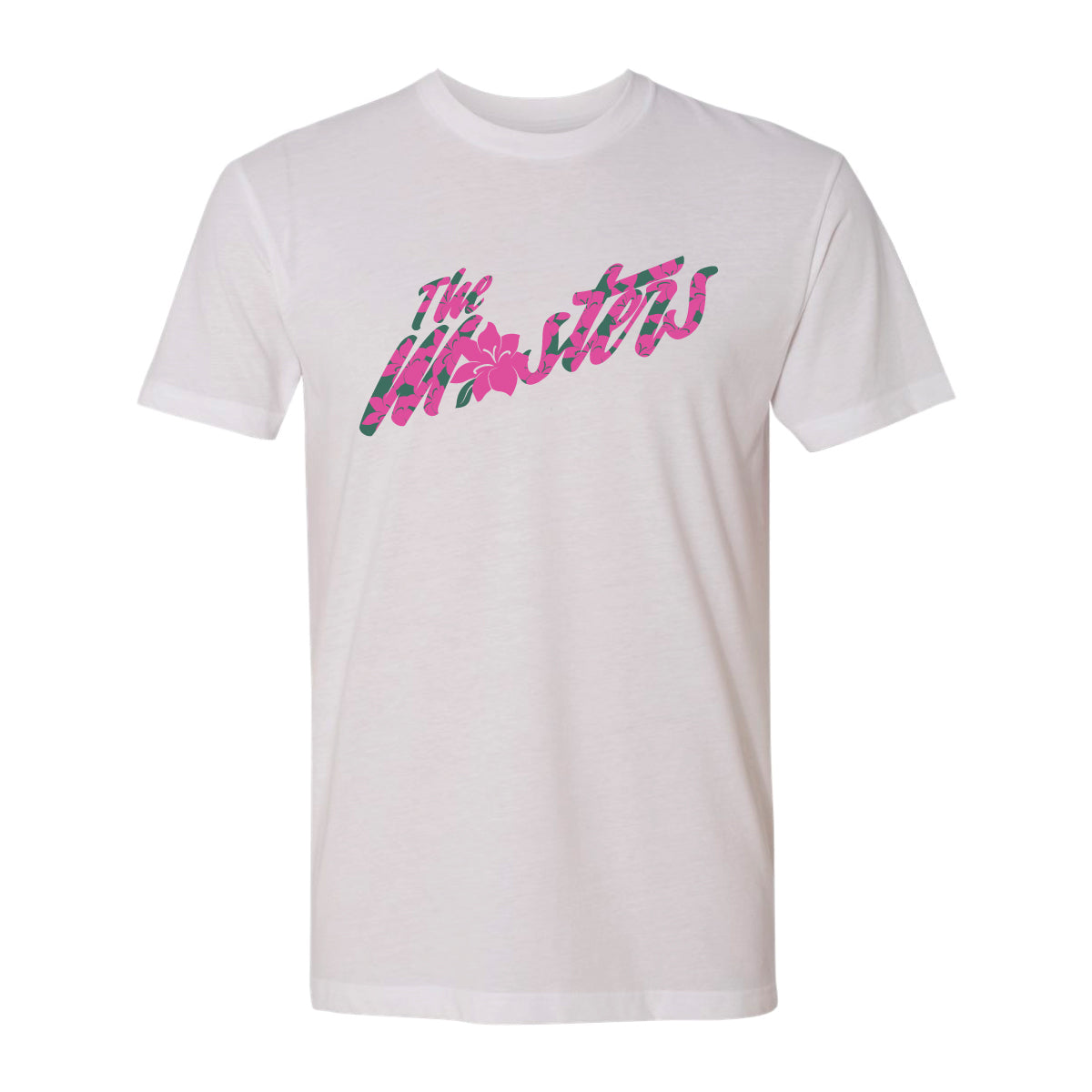 white t shirt with pink