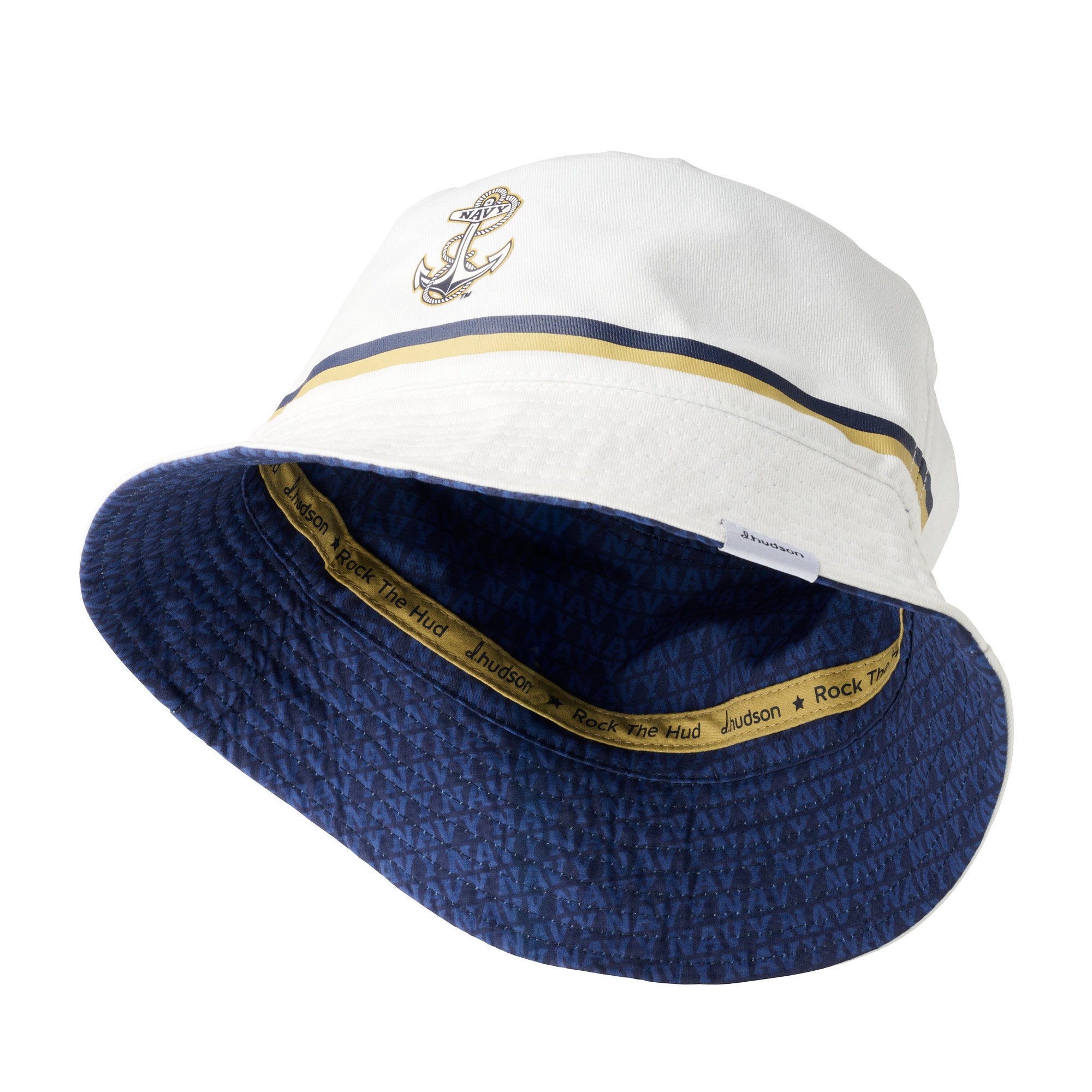 Nautica Cappello A Secchiello In Seersucker A Righe Blu E Bianche, Taglia S Uomo